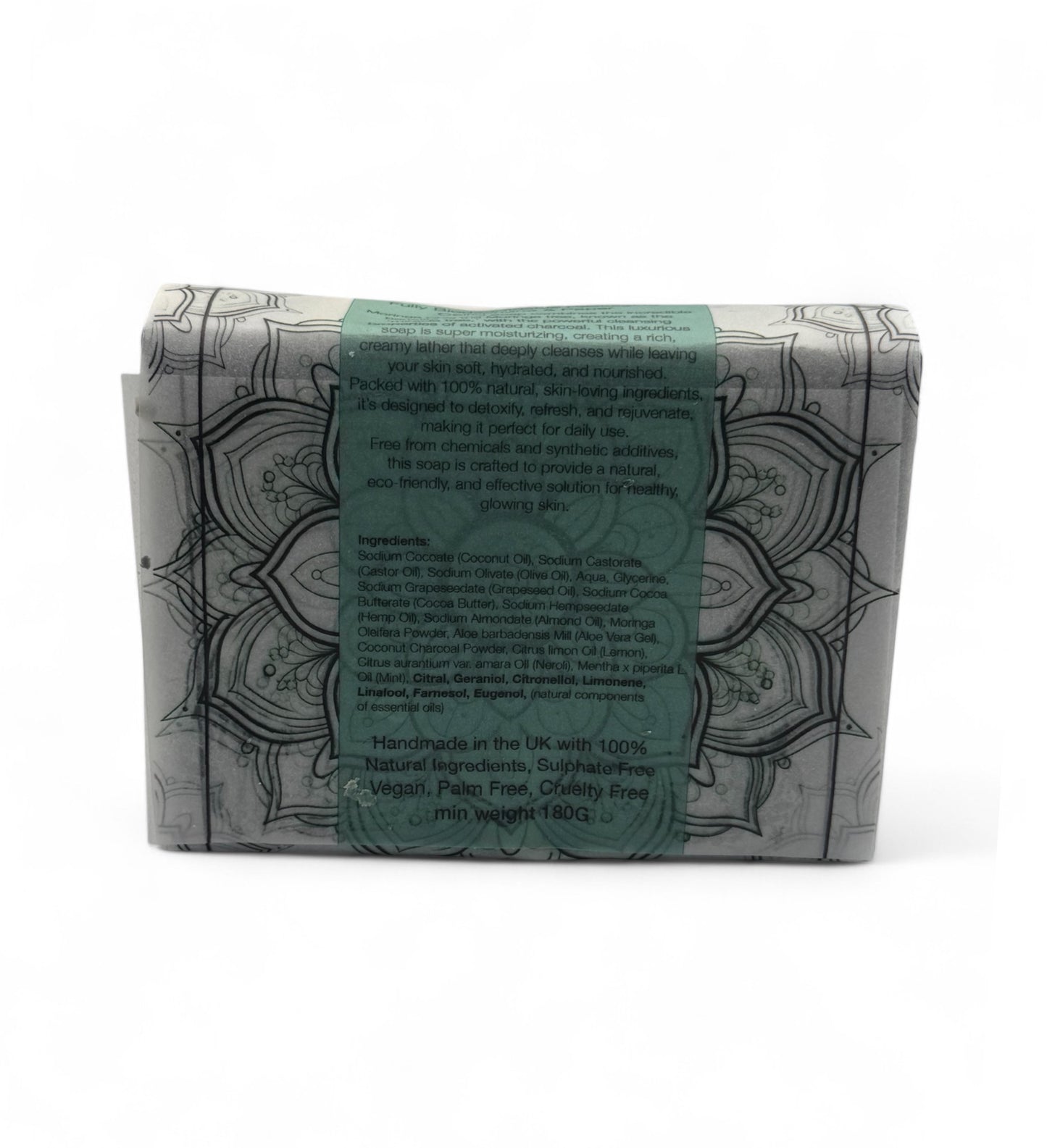 Moringa Soap, Infused with Charcoal to cleanse and nourish, min 180g/6.3oz