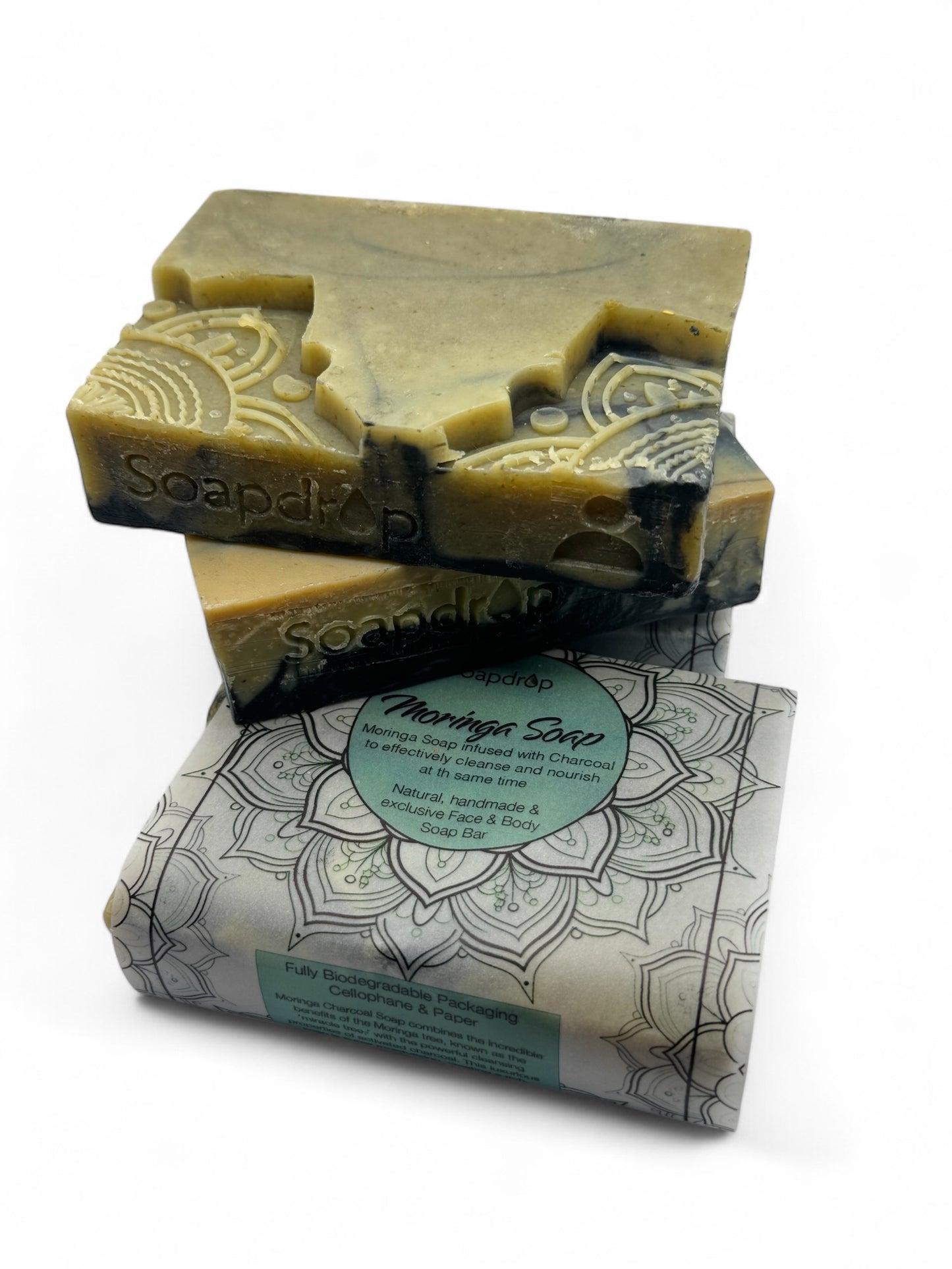 Moringa Soap, Infused with Charcoal to cleanse and nourish, min 180g/6.3oz