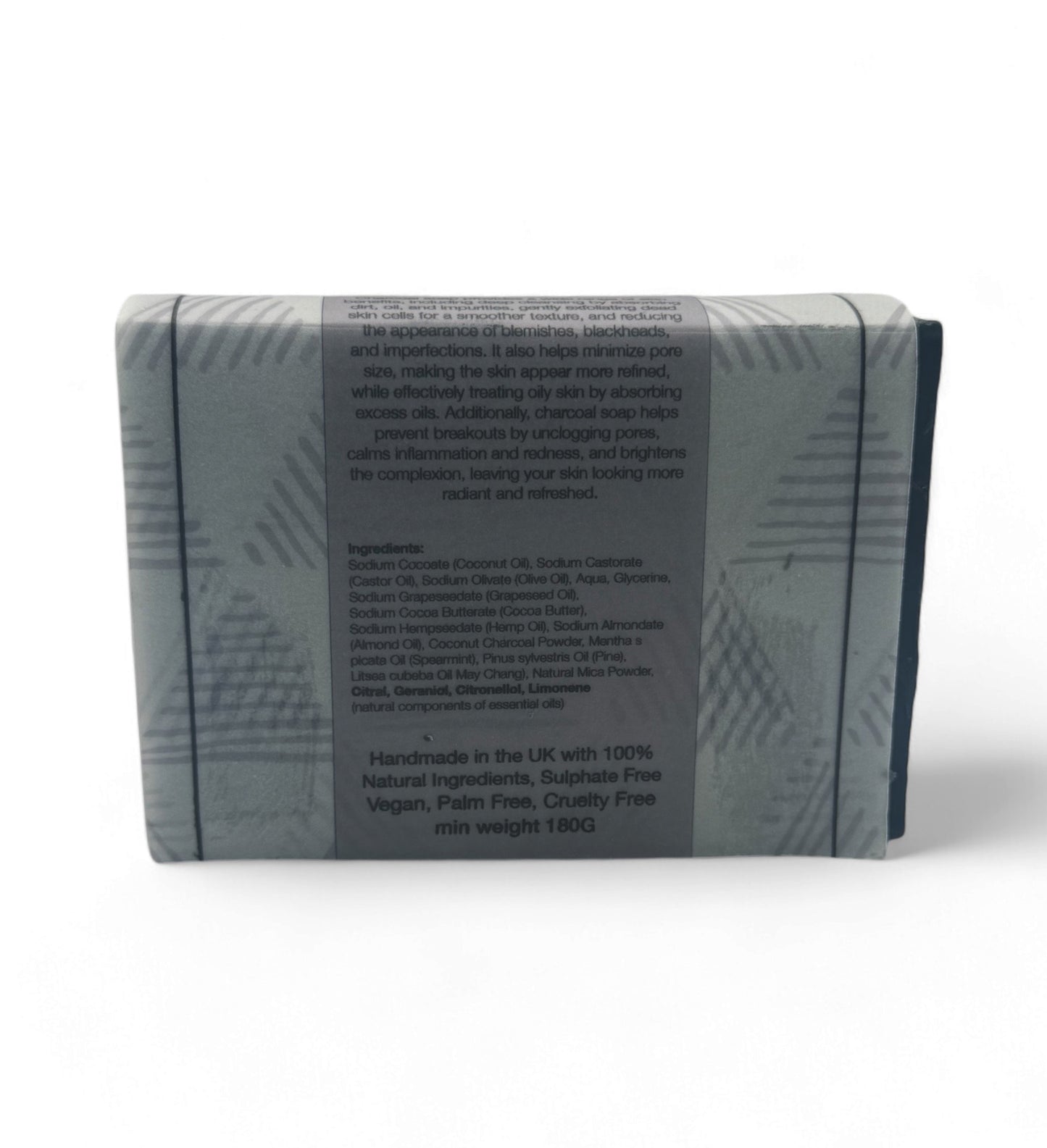 Char Noir, Charcoal Soap infused with Coconut Charcoal, Mint & Pine, min 180g/6.34oz